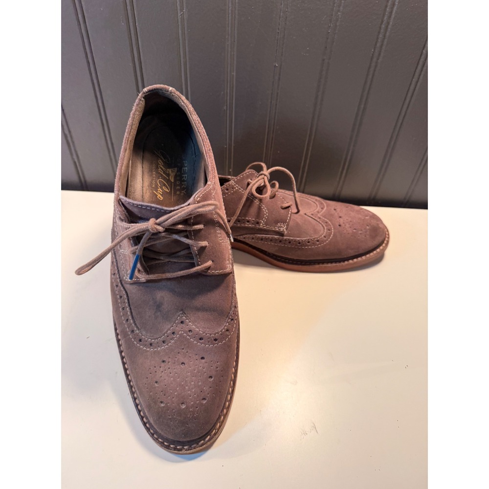 Sperry Top-Sider Gold Cup Brown Suede Wingtip Oxford Brogue Dress Shoes Mens